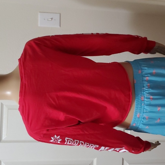 Victoria Secret's s cropped long sleeve snowflake trim Logo raw hem - Picture 5 of 8